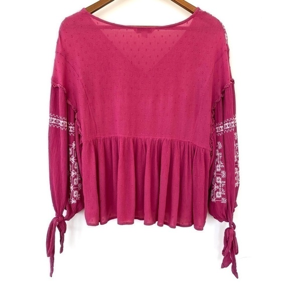 American Eagle v-neck  top with dropped sleeves, empire waisted, loose & flowy - Picture 9 of 12